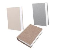 Healeved 3pcs Linen Faux Book Stack Decorative Storage Boxes for Home Office Entryway Console Table Display Plain Fabric Ornamental Tower Model Props Each