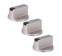Healeved 3Pcs Metal Gas Stove Knobs, Universal 6Mm Hole Diameter Replacement Gas Cooker Control Knobs for Cooktop, Silver, Lightweight and Easy to Grip