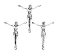 Healeved 3pcs Metal Jesus The Cross Sculpture Crafts for DIY Cross Making Supplies Corpus for Crosses Metal Wall Crucifix Corpus Ornament for Catholic Decor