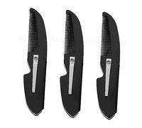 Healeved 3pcs Plastic Beard Styling Combs for Men Compact Travel-friendly Grooming Tool for Facial Hair Care Black Pocket-sized Accessories