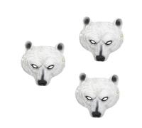 Healeved 3pcs Realistic Polar Bear Costume Mask Lightweight Breathable PU Animal Face Mask for Halloween Carnival Cosplay with Elastic Fit for Adults