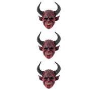 Healeved 3pcs Red Foam Horned Demon Cosplay Mask for Adults Halloween