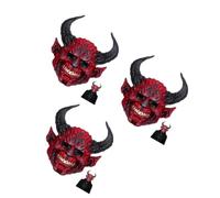 Healeved 3pcs Red Foam Horned Demon Cosplay Mask for Adults Halloween | Elastic Strap Design, Comfortable Fit, Covers Head, Themed Occasions, Masquerade Parties, Horror Style