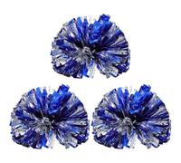 Healeved 3pcs Reusable Blue Cheerleading Pom Poms with Plastic Handles for Sports Competition and College Cheering, Attractive and Delicate Cheering Pompoms for Team Spirit