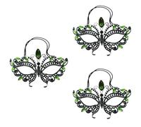 Healeved 3pcs Rhinestone Half Face Mask for Halloween Parties Elegant Carnival Prop Lightweight Design for Comfortable Wear for Cosplay and Events