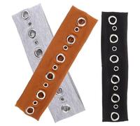Healeved 3pcs Rock Style Goth Headband Eyelet Polyester Fabric Stretchy Headband Punk Rock Festival Accessories for Women