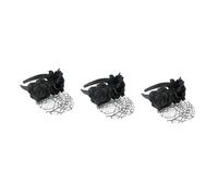 Healeved 3pcs Rose Flower Tulle Headband Elegant Party Hair Accessory for Halloween Dance and Holiday Celebrations Lightweight Comfortable Design
