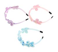 Healeved 3pcs Sequin Pearl Flower Headband Girls Boys and Girls Headwear Floral Hair Clip Face Gems and Pearls