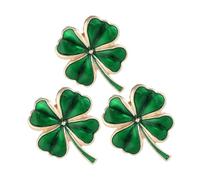 Healeved 3pcs Shamrock Brooch Pins Lightweight Enamel Four Leaf Clover Lapel Clips for Women St Patrick S Day Holiday Fashion Accessories