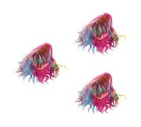 Healeved 3pcs Short Rainbow Curly Wig for Women Synthetic Hair Lightweight Quick Wearing Mermaid Style Cosplay Wig with Wavy Design for Themed Parties and Festive Events