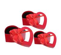 Healeved 3pcs Valentine's Day Heart Shaped Boxes Red Paper Packaging Cases for Flower Bouquets Candy Storage Romantic Decoration and Jewelry Organizer for Couples and Anniversaries