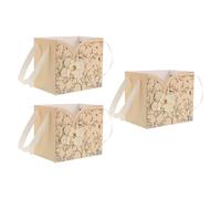 Healeved 3pcs Vintage Chinese Style Floral Pattern Flower Packing Boxes with Handles, Beige Floral Bouquet Boxes for Holiday and Anniversary Arrangements