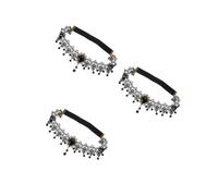 Healeved 3pcs Vintage Gothic Lace Choker Headband with Crystal Teardrop and Black Tassels Vampire-inspired Halloween Accessory for Festivals Parties and Masquerade Sophisticated Boho Style