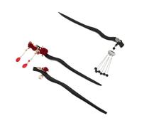 Healeved 3pcs Vintage Wooden Rose Flower Hair Sticks with Long Tassel Pendants Lightweight Updo Hair Holders for Women Brides Elegant Retro Bun Makers and Floral Hairpins for Stylish