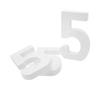 Healeved 3pcs White Wooden Number 5 Decorative Standing Signs Unfinished Wood Craft Pieces for DIY Painting Wedding Party Photo Props Table Decor
