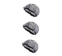 Healeved 3pcs Wide Side Satin Sleep Cap for Women Elastic Hair Loss Bonnet for Chemo Comfortable Night Hat Zebra Print for Sleeping and Hair