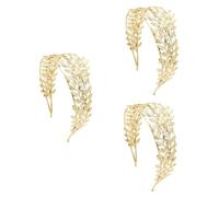 Healeved 3pcs Women Head Bands Adult Women Girls Hair Accessories Gold Bridal Hair Band Leaf Design Alloy Headdress