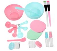 Healeved 3sets Facial Bowl Set Cosmetic Mixing Tools Green Essential Skincare Supplies Measuring Spoons Brush Spray Bottle