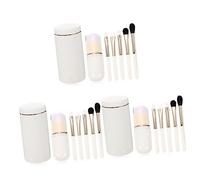 Healeved 3sets Travel Makeup Brush with Rotating Holder and Mirror Portable Blusher Powder Applicator for Daily Use Cosmetic Tools for Women