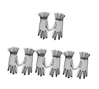 Healeved 4 Pairs Black Polka Dot Lace Short Gloves for Women Breathable Opera Gloves for Tea Party Wedding Costume Accessories Lightweight and Comfortable One Fits All