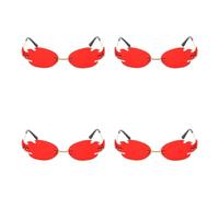 Healeved 4 Pairs Rimless Flame Sunglasses for Men and Women, Reusable Comfortable PC Material Party Costume Accessories with Funky Fire Shape, for Photoshoot Props and Halloween Events