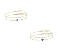 Healeved 4 pcs Adjustable Gold Evil Eye Amulet Bracelets for Women and Teens Blue Beaded Protection Jewelry Against Negativity and Jealousy Boho Charm Wristbands