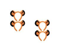 Healeved 4 Pcs Adjustable Plush Lion Ears Headband with Secure Fit Design, Cute Realistic Orange Animal Ears Hairband for Adults and Unisex Use, for Halloween and Birthday Party Accessories