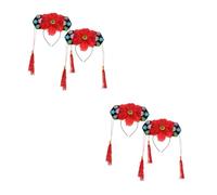 Healeved 4 pcs Chinese Style Tassel Hairbands Comfortable Lightweight Wedding Party Headdress for Breathable Decorative Headband with Bright Colors Random Color
