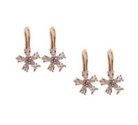Healeved 4 Pcs Fake Flower Nose Ring Clip-on U-shaped Nose Hoop with Cubic Zirconia and Copper Material Hypoallergenic Non-piercing Body Jewelry for Women for Festivals and Parties