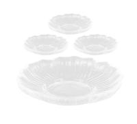 Healeved 4 Pcs Glass Tea Saucer Set, Round Small Snack Plates with Vertical Texture, Coffee Cup Coasters for Tea Bags, Cookies, and Desserts Serving