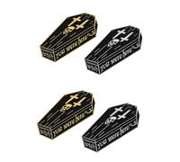 Healeved 4 PCS Halloween Brooch Pin with Drip Oil Skull Cross Coffin Design Gothic Lapel Badge for Party Banquet and Daily Wear Unique Costume Accessories Random Color