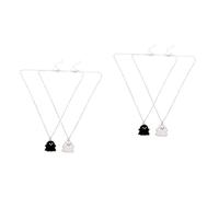 Healeved 4 pcs Halloween Ghost Pendant Necklaces for Couples Gothic Black and White Charm Jewelry for Men and Women Unique Couple with Delicate Craftsmanship and Smooth Design