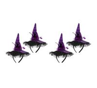 Healeved 4 pcs Halloween Witch Hat Sequins Hair Accessories Party Headbands Fashionable Durable Hair Hoops for Costume Fun Eye Catching Purple Design