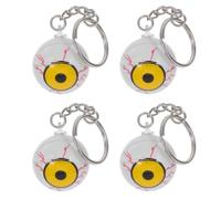 Healeved 4 Pieces Realistic Eyeball Key Ring with Rolling Function Halloween Decoration Accessories Made of Robust Plastic with Blood Effects Portable Horror Accessory for