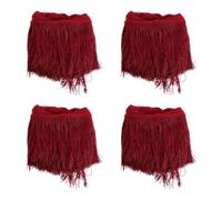 Healeved 4 Rolls Dark Red Handcrafted Tassel Fringe Trim for Sewing DIY Crafts, Polyester Material with Dynamic Movement, for Costume Design and Home Decor
