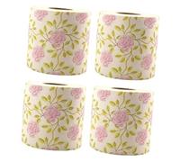 Healeved 4 Rolls Floral Printed Toilet Paper Roll Bamboo Pulp Pattern Bathroom Tissue Creative Holiday Essential Decorative Napkins for Home Office Party