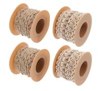Healeved 4 Rolls Jute Braided Trim Ribbon for Sewing DIY, 5m Each Roll, Natural and Two-Tone Colors, Garment Sewing Lace Decorative Cord for Craft Embellishments and Handmade Projects