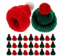 Healeved 40pcs Mini Knitting Woolen Yarn Hats for Crafts and Home Decorations, Soft Hand Knitted Miniature Christmas Hats with Intricate Details, for Creative Applications and Christmas