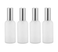 Healeved 4pcs 100ml Portable Refillable Glass Spray Bottles with Silver Electroplated Aluminum Cap, Frosted Essential Oil Perfume Sprayers for Travel and Cosmetics