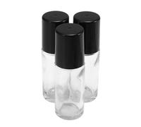 Healeved 4pcs 30ml Roll-on Bottles Refillable Essential Oil Bottles Black Glass Portable Sample Subpackaging for Travel and Aromatherapy Use