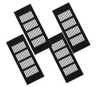 Healeved 4pcs Aluminum Alloy Air Vent Grille Exhaust Vent Metal Ventilation Cover Black Rectangular 80x200mm Heat Prevention Anti-rain for Shoe Cabinet Wardrobe