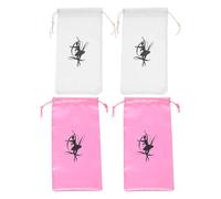 Healeved 4pcs Ballet Shoe Bags for Ballet Learners Lightweight Canvas and Satin Drawstring Dance Shoe Storage Pouches Easy to Close and Open for Storage