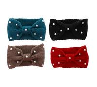 Healeved 4pcs Bow-knot Hairband Knitting Hair Band Wool Knitted Windproof Sandproof Headbands for Women Snowboarding Skating Accessories