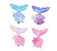 Healeved 4pcs Boys and Girls Girls Mermaid Hair Clips Glitter Sequins Barrettes Fashionable Hairpins for Special Days