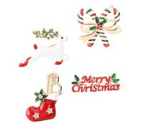 Healeved 4pcs Cartoon Elk Brooch Pins for Women Christmas Clothes Decoration with Plastic and Metal Material, Festive Atmosphere Accessories for Xmas and Taking Photos