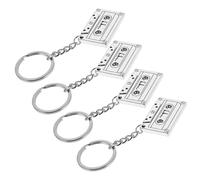 Healeved 4pcs Cassette Tape Keychain Tape Keychain Charm Unique Vintage Music Lovers Keyring For 70s 80s Party Favors Hip Hop Party Supplies