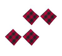Healeved 4pcs Classic Cotton Placemats with Red Checkered Pattern, Waterproof Dining Table Mats, Decorative and Simple Style for Outdoor and Holiday Decoration