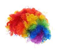Healeved 4pcs Colorful Clown Wig Short Curly Afro Disco Hippie Synthetic Hair for Men Women Fit Halloween Christmas Party Costume Accessories