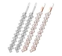 Healeved 4pcs Crystal Hairpin Rhinestone Bobby Pins for Wedding Sequin Hair Clasp Metal Clip Headwear Sparkle Hair Accessories for Women Girls
