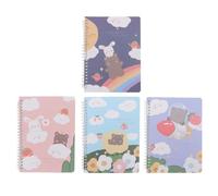 Healeved 4pcs Cute Coil Diary Notebooks 145x210mm with Bear and Rabbit Design, Portable Spiral Notepads for Students and Office, School Writing Pads and Journals